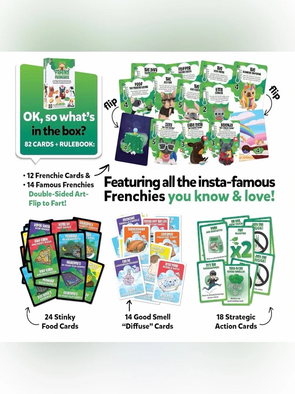 Farting Frenchies Family Board game . Strategy , Stealing and Laughs